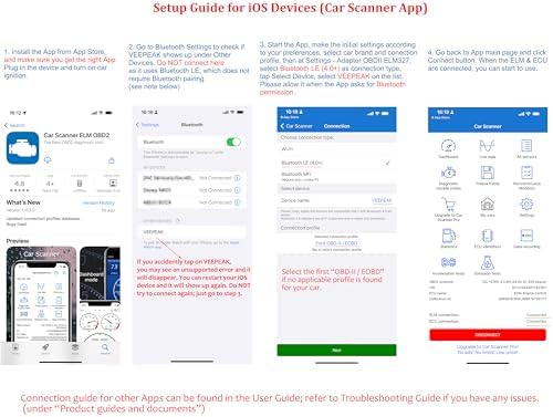 Veepeak OBDCheck BLE Bluetooth OBD II Scanner for iOS & Android, Car Wireless Check Engine Light Code Reader Diagnostic Tool