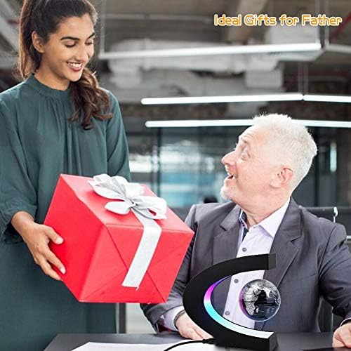 Magnetic Levitating Globe with LED Light | Cool Tech Gift for Men Father | Boys Birthday Gifts for Him | Floating Globes World Office Desk Accessories Tech Gadgets Home Decor Display- Black