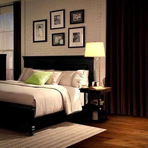 Brightech Madison Side Table with Lamp Combo with LED Bulb, Desk Lamp with USB Port, Bedside Reading Light, Modern End Table with Floor Lamp for Bedroom, Living Room, Office - Havana Brown