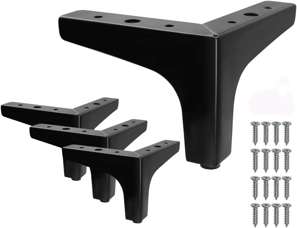 4 Pack 4 Inch Furniture Legs, Chrome Metal Polished Triangle Feet