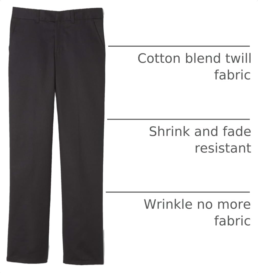 French Toast Boys' Adjustable Waist Relaxed Fit Twill Pant | school uniform pants, no need to iron, double knees for durability, typically fit boys ages 2-14