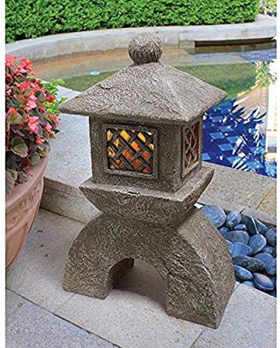 Design toscano ng29870 asian decor pagoda lantern indoor/outdoor statue, 11 inches wide, 11 inches deep, 17 inches high, handcast polyresin, two tone stone finish