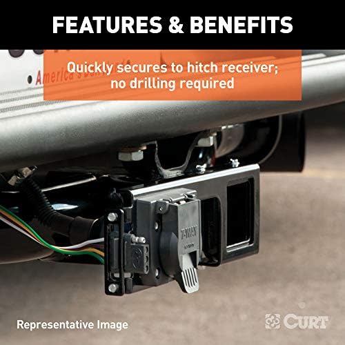 CURT 58003 Easy-Mount Trailer Wiring Bracket for 2-1/2 Inch Receiver, Fits 4 or 5-Way Flat and 6 or 7-Way Round Connector Sockets