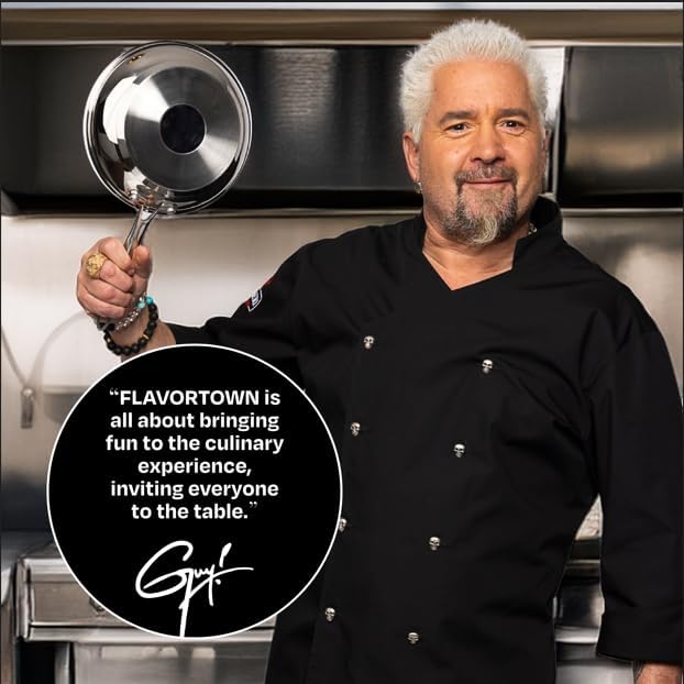 Guy Fieri's Flavortown 10-Piece Stainless Steel Cookware Set | Frying Pans, Saucepans, Saute Pan & Stock Pot, Oven-Safe up to 500F