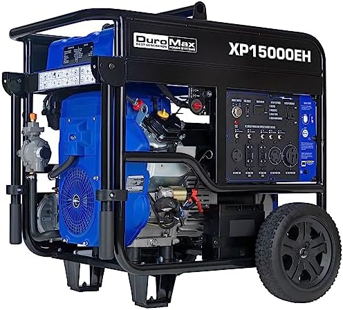 DuroMax XP12000EH 12,000-Watt Dual Fuel Portable Generator – Gas & Propane, Electric Start, Whole Home Backup Power, Transfer Switch Ready, RV & Emergency Ready