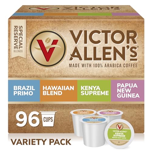 Victor Allen's Coffee Around The World Variety Pack (Brazil Primo, Kenya Supreme, Kona Blend, Papua New Guinea), 96 Count