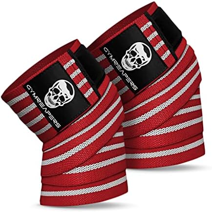 Gymreapers Knee Wraps for Squats and Powerlifting 72 Inch Compression Wraps with Strap for Men & Women Weightlifting Support