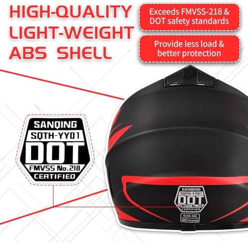 Youth Adult Dirt Bike ATV Helmet Motocross Anti-Collision Full Face Motorcycle DOT Approved BMX Downhill Off-Road Mountain Bike Helmet with SUV