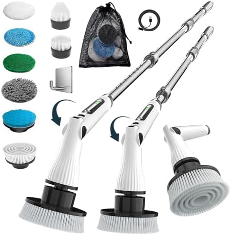 Electric Spin Scrubber, 8 in 1 Electric Cleaning Brush, Cordless Rechargeable Scrub Brush with 8 Replaceable Brush Heads