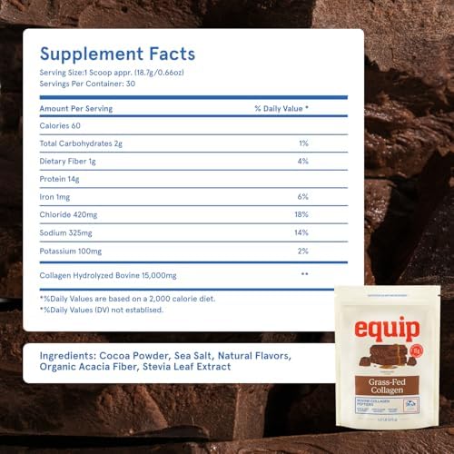Equip Foods Grass Fed Collagen Powder | Hydrolyzed Bovine Collagen Peptides with Amino Acids | Prime Beef Collagen for Healthy Joints, Skin & Nails | Non-GMO, Paleo Friendly | 30 Servings, Unflavored