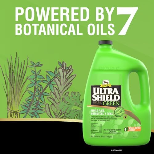 Absorbine UltraShield Green Natural Insect Repellent, 128 fl oz Gallon | Use on Horses & Dogs, Botanical Essential Oils, Daily Use, Repels 70+ Species Including Flies, Mosquitoes, Gnats & Ticks