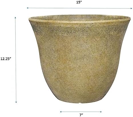 Honeysuckle Resin Planter, Durable Garden Pot, 15" Fossil | Hand-Painted Finish Plant Pots, Lightweight Indoor Outdoor Planter, UV-Resistant, Great for Patio, Home & Garden Decor Accent