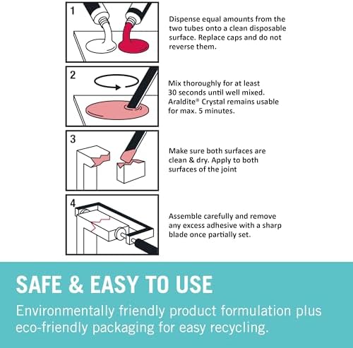 Araldite Clear Epoxy Adhesive 5 Minute Fast Setting 2-Part Epoxy Glue. Solvent-Free Professional Grade Strength for Invisible Joins. Clear Resin for