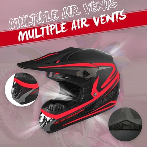 Youth Adult Dirt Bike ATV Helmet Motocross Anti-Collision Full Face Motorcycle DOT Approved BMX Downhill Off-Road Mountain Bike Helmet with SUV