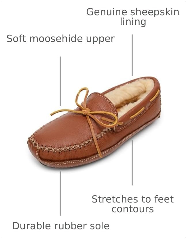 Minnetonka Men's Sheepskin Moose Slipper