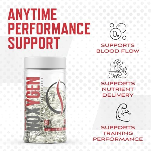 Purus Labs NOXygen Liquid Capsules Pre-Workout Accelerator | Nitric Oxide Pump Pills | Blood Flow & Oxygen Amplifier | 30 Servings, 90 Capsules