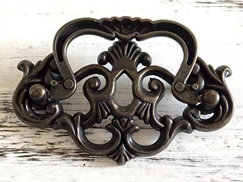 3" C-C Bail Drawer Pull Drop Dresser Pull Dark Antique Brass Swing Drawer Handle Vintage Style