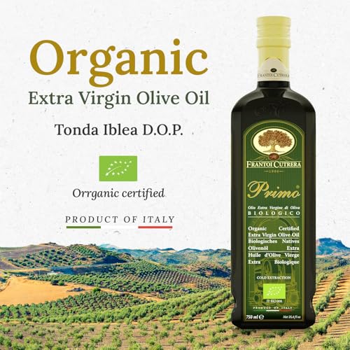Frantoi Cutrera Primo Cold Extracted Italian Organic Extra Virgin Olive Oil Cold Pressed, Polyphenol Rich Olive Oil
