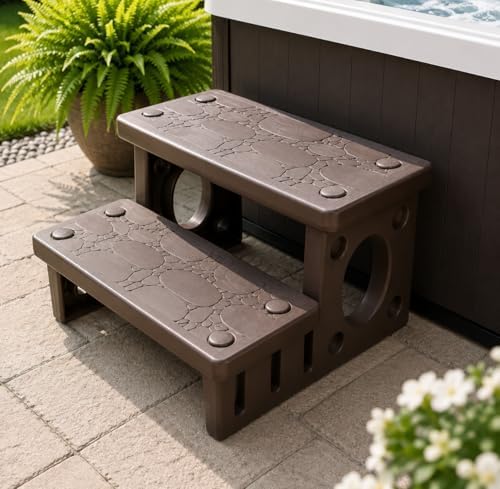 XtremepowerUS Premium Multi Purpose 2-Step Spa Hot Tub RV Campers Deck Steps Deck, Spa, Hot Tub, Bathtub, Swimming Pool Sided Step Non-Slip Steps for Outdoor/Indoor (Gray)