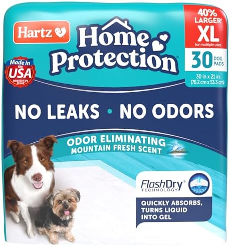 Hartz Home Protection Super Absorbent Odor Eliminating Lavender Scented No Leak Dog Pads,XL 30 count