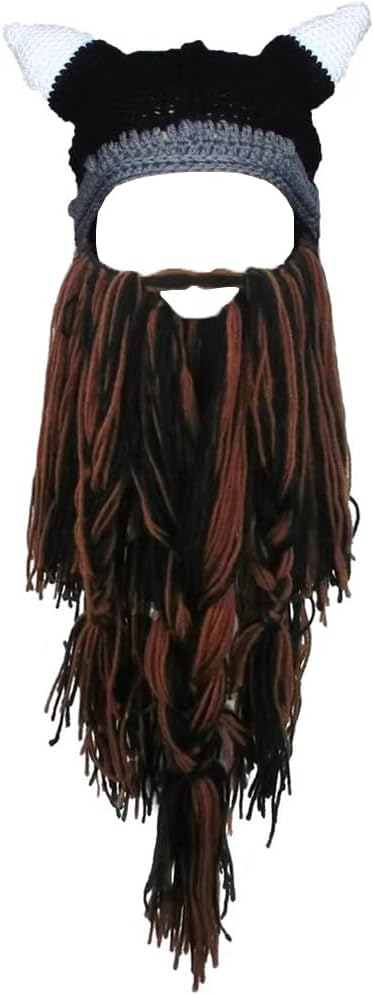 Creative Barbarian Knit Beard Hat Funny Knit Cap Wig Beanie Hats