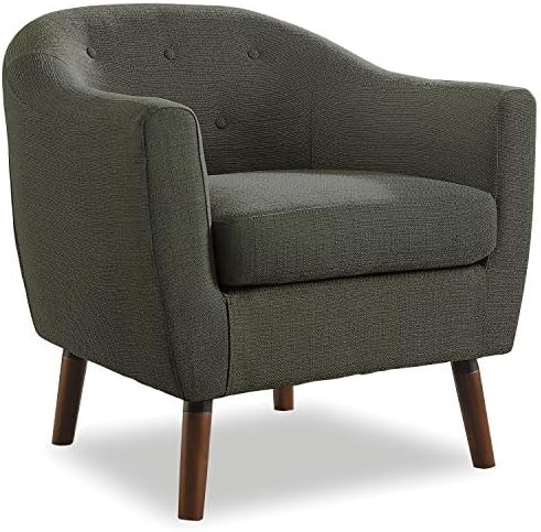 Homelegance Lucille Modern Accent Chair, Upholstered Reading Chair with Button-Tufted Back, Sloped Arms, Removable Seat Cushion Cover and Espresso Wood Legs, for Living Room, Bedroom or Office, Blue