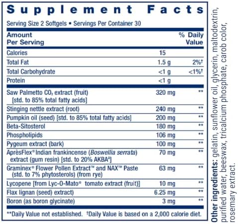 Life Extension, Ultra Prostate Formula, Saw Palmetto for Men, pygeum, stinging Nettle Root, lycopene, Prostate Health, Urination Flow, Psa, 60 Count