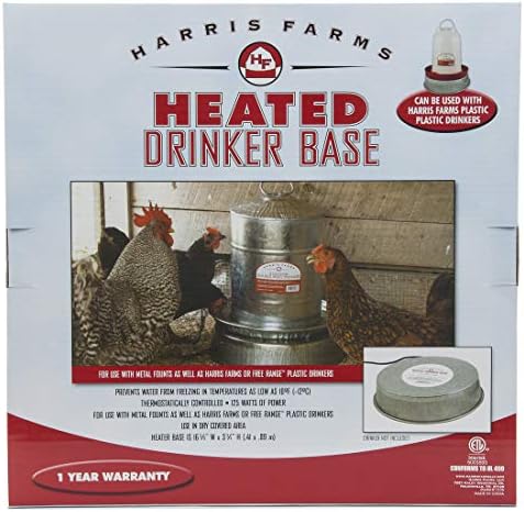 Harris Farms Heated Poultry Drinker Base for Chicken Waterers & Coops