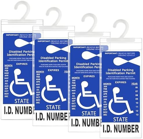 LotFancy Handicap Parking Placard Holder Cover, Disabled Parking Permit with Large Hanger for Autos, Pack of 4