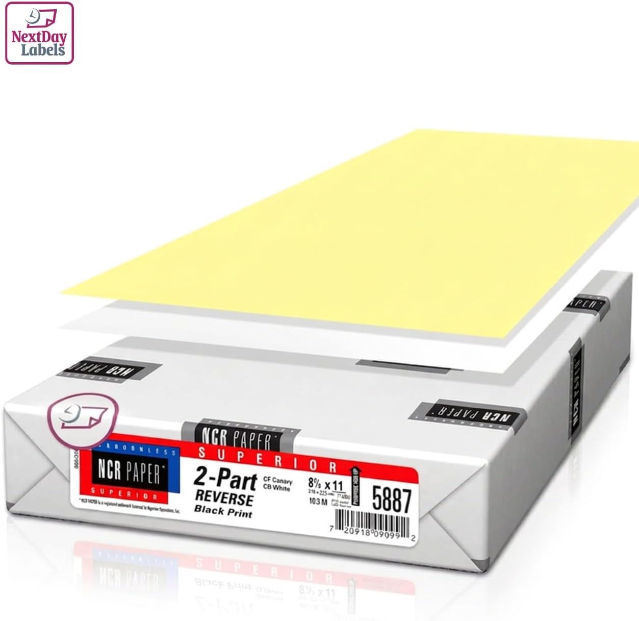 NextDayLabels Carbonless NCR Paper, 2 Part Reverse #5887, 8.5" x 11"