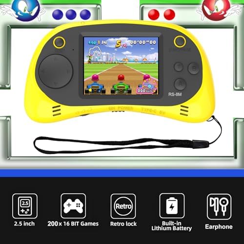 Kids Handheld Portable Video Game Player with 200 Games - 16 Bit 2.5 Inch Screen Mini Retro Electronic Machine for Boys Girls