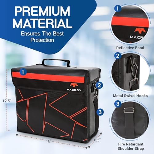 Fireproof Document Bag with lock, Patented Enclosed Flap, X Large