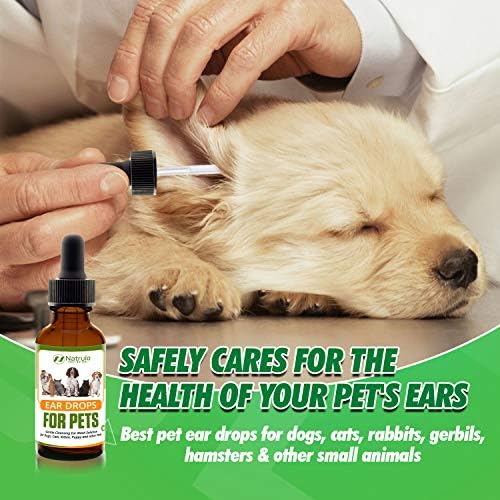 Natural Ear Cleaner for Dogs, Cats, Kitten, Puppy – Gentle Cleansing Ear Wash Solution Mite Infection & Yeast Treatment for Pets – Drying