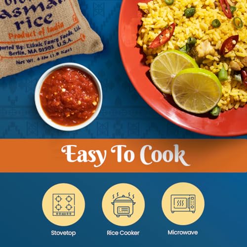 Bombay Market Brown Basmati Rice - Aromatic & Nutty Flavor Basmati Rice - Long Grain Rice Basmati (4 Pound Bag)