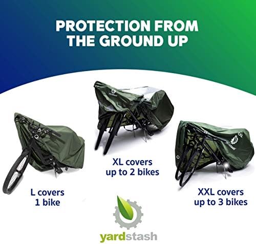YardStash Bike Cover – XXL Reflective Bicycle Covers for Outside Storage - Waterproof & Weatherproof Garden Tarp Shelters for Bikes, Trikes, 29ers