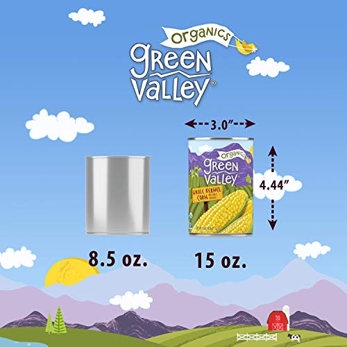 Green Valley Organics Whole Kernel Corn | Certified Organic | Non-GMO Project Verified | 100% Supersweet Variety Corn | Deliciously Sweet | 15 ounce