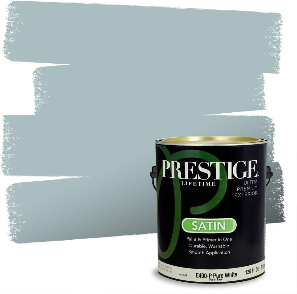 PRESTIGE Paints E100-T-SW6241 Exterior Paint and Primer in One, 1-Gallon, Flat, Comparable Match of Sherwin Williams Aleutian, 1 Gallon, SW18-Aleutian
