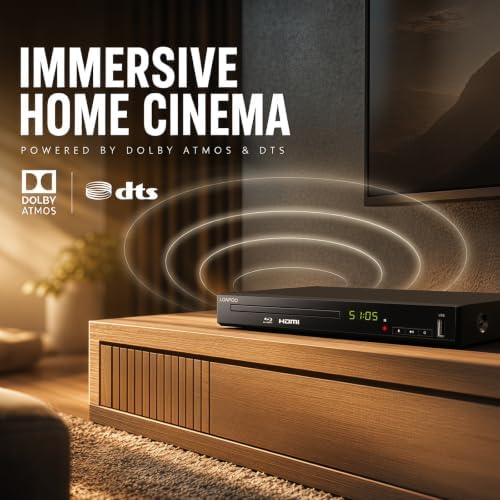 LONPOO LP-100 Blu-Ray Disc Player for TV 1080P DVD CD HDMI USB Upscaling