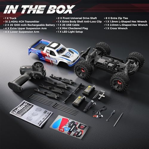UDIRC Fast RC Cars for Adults, Upgradable 56 MPH, Heavy Duty RC Truck, 4X4 Off Road All Terrain 2.4Ghz RTR 1:16 Remote Control Car