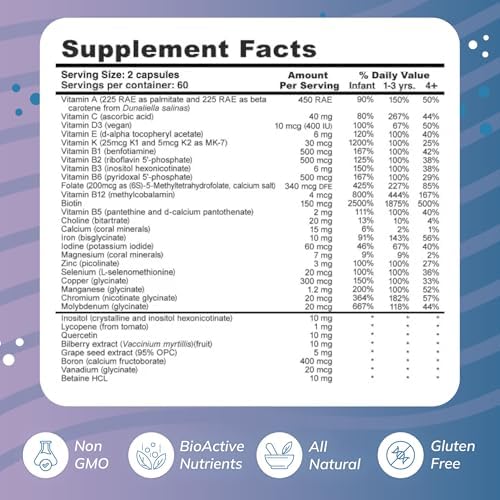 Super Mini-Multi - Children's Multivitamin Swallowable Capsules with Methyl Folate, Methyl B12 and Coenzyme B Vitamins for Growth, Focus