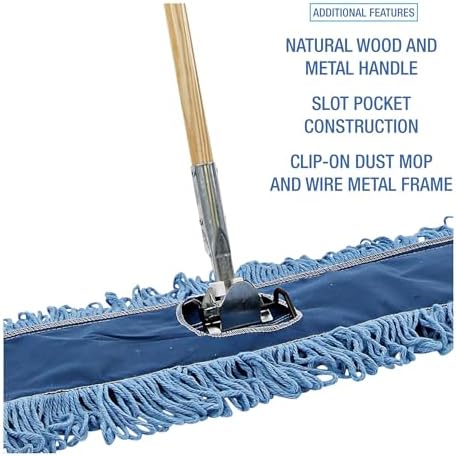 Boardwalk Dry Mopping Kit, 36 x 5 Blue Blended Synthetic Head