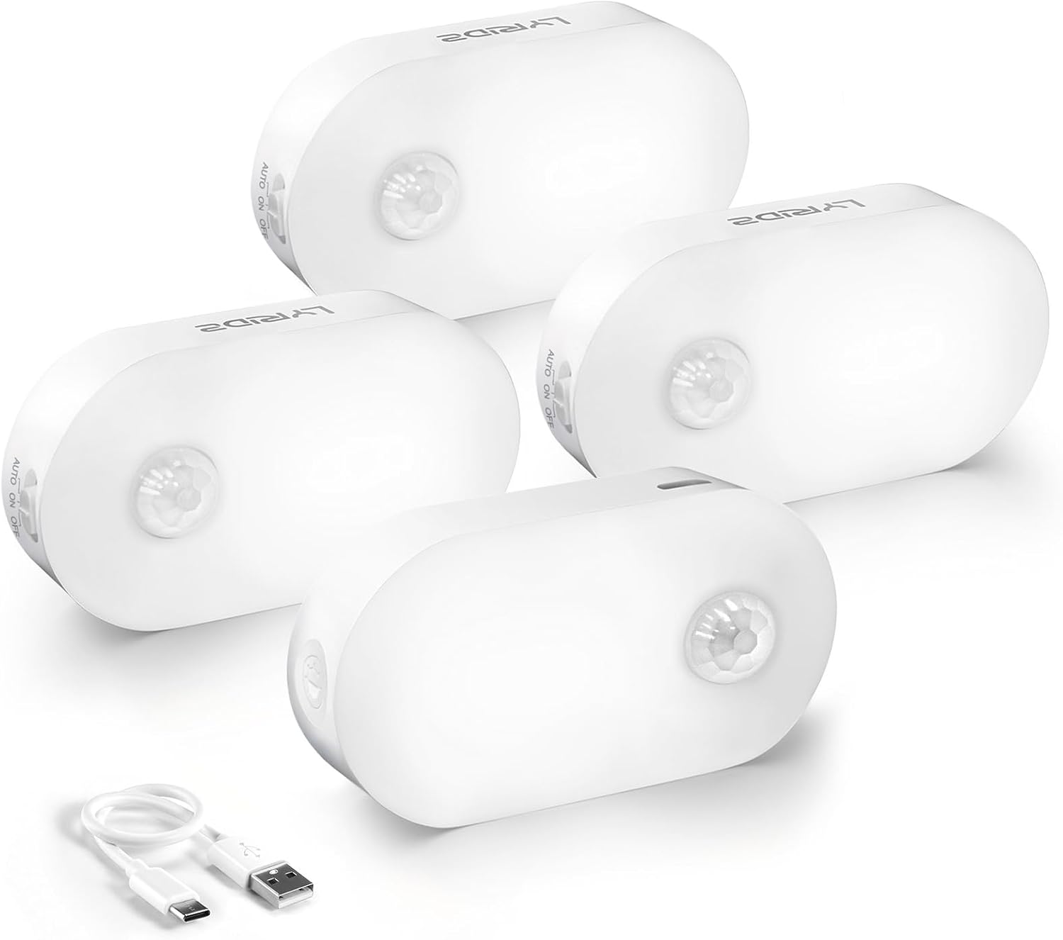 Lyridz Rechargeable Battery Night Light with Motion Sensor, 4-Pack