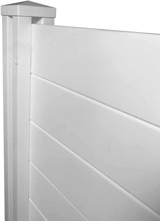 Enclo Premium White Vinyl Privacy Screen, DIY No Dig Kit | 4ftH x 4ftW, 2 Panels, Trash Can Fence, ZP19014