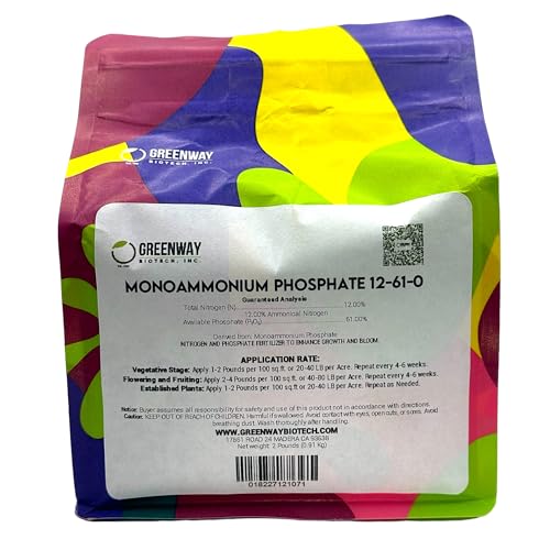 Greenway Biotech's Monoammonium Phosphate Fertilizer 12-61-0 Contains 12% Nitrogen and 61% Phosphorus- The Ultimate Plant Growth and Blooming