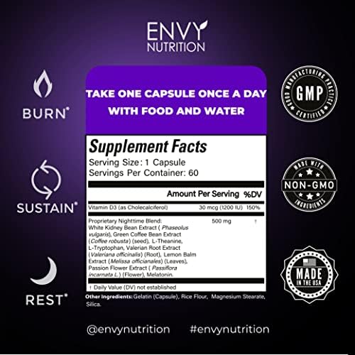 Night Time Fat Burner Supplements with Green Coffee Bean Extract - 60 Capsules