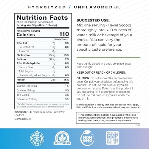 Muscle Feast Grass Fed Hydrolyzed Whey Protein Powder, Chocolate (2lb) | All Natural Hormone-Free, Hydro Whey Powder for Men and Women, Clean, Non-GMO, Delicious Hydrolyzed Protein Powder