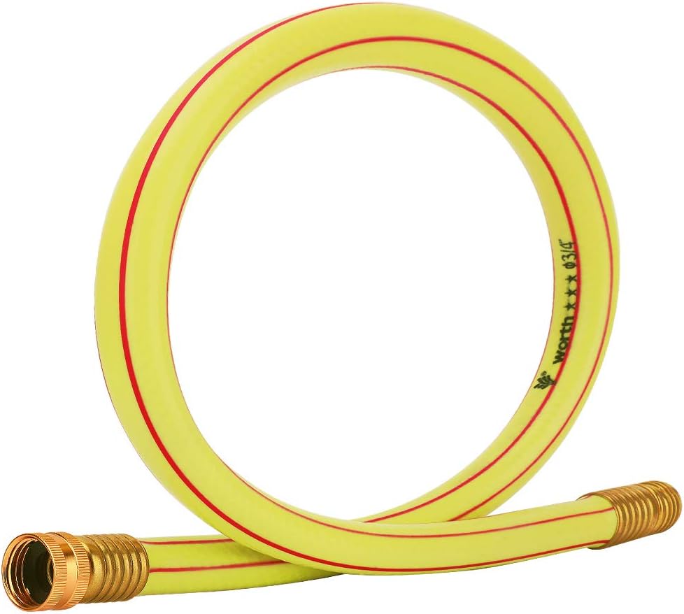 Lead-in Yellow Short Garden Hose 3/4 in. x 5 ft. -No Kink, Leak Free, Flexible, Male to Female Fittings -Heavy Duty Lightweight PVC Water Hose -150PSI Work & 500PSI Burst, for Reel Cart & Outdoor Use