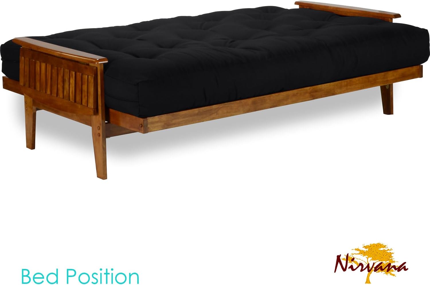 Eastridge Futon Set - Full Size, Frame, 8" Mattress, Twill Black Cover