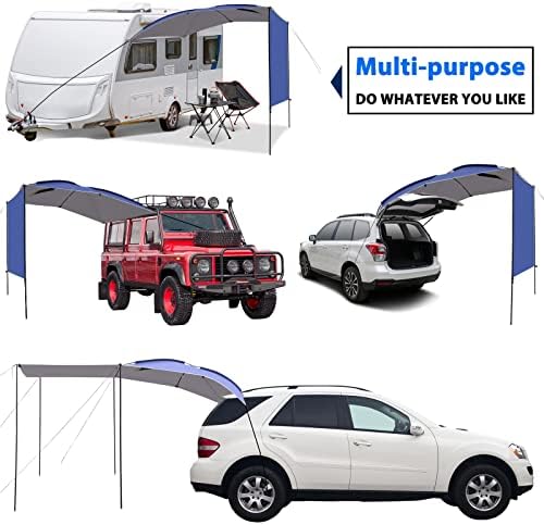 UBOWAY Awning Sun Shelter: Waterproof Auto Canopy Camper Trailer Tent Roof Top for SUV Minivan Hatchback Camping Outdoor Travel 5-6Persons