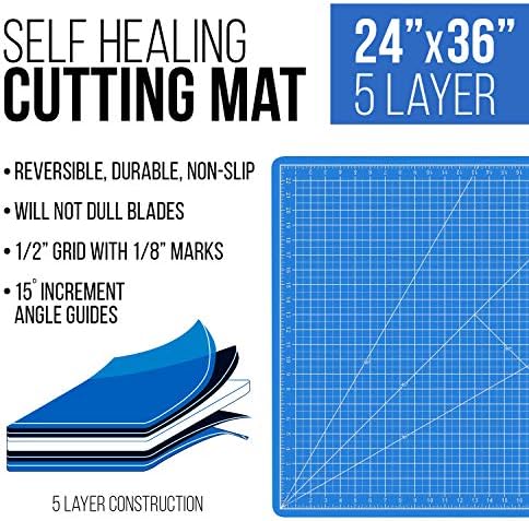 U.S. Art Supply 24" x 36" Self-Healing Cutting Mat 5-Ply - Double-Sided White/Blue Craft Mat, Non-Slip Cutting Mats for Crafts, Sewing, Quilting, Scrapbooking | Double-Sided White/Blue Craft Mat, Non-Slip Cutting Mats for Crafts, Sewing, Quilting, Scrapb…